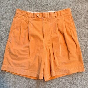 Johnnie Walker Corduroy Shorts Mens 36 Orange Pleated Preppy Retro Casual